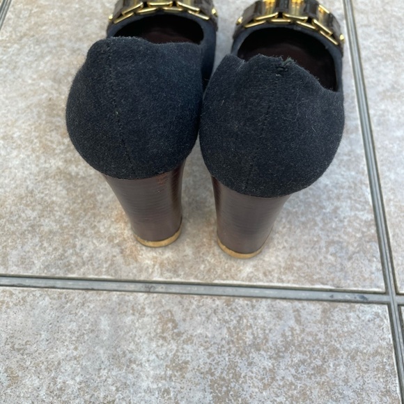 TORY BURCH Wool Pumps Heels Gold Size 9M - Picture 6 of 11